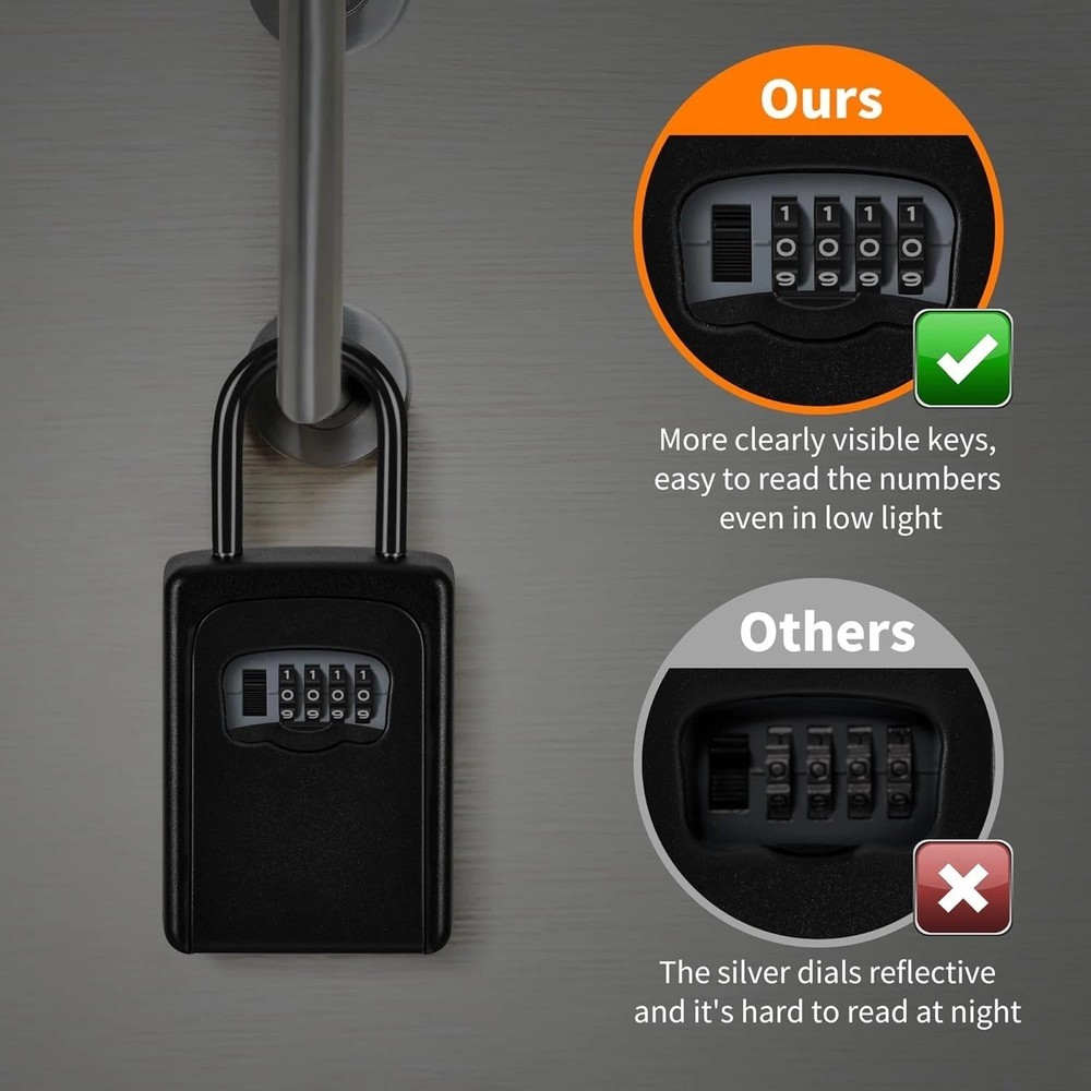 Portable Wall Mounted Lock Box - 5 Key Capacity