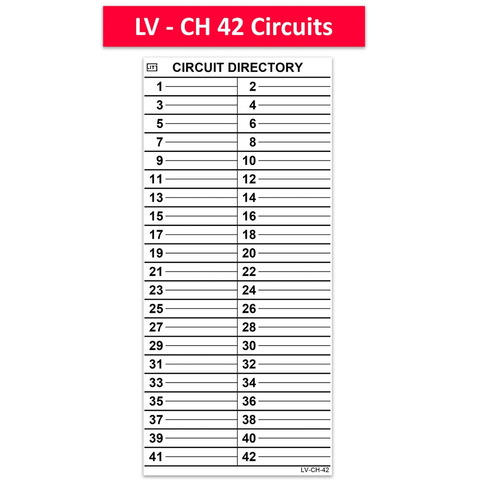 LV Cutler Hammer Electrical Panel Directory Label CKTDIR (42 Circuits 2 Pack)