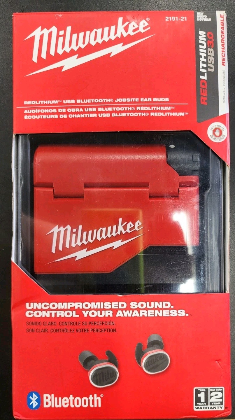 MILWAUKEE USB BLUETOOTH JOBSITE EARBUDS 2191-20  Lightly Used