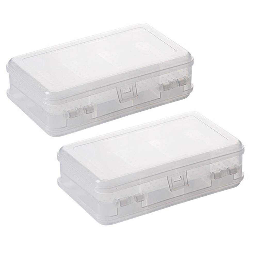 2Pcs Clear Double Layer Plastic Jewelry Box Organizer Storage Container for E...