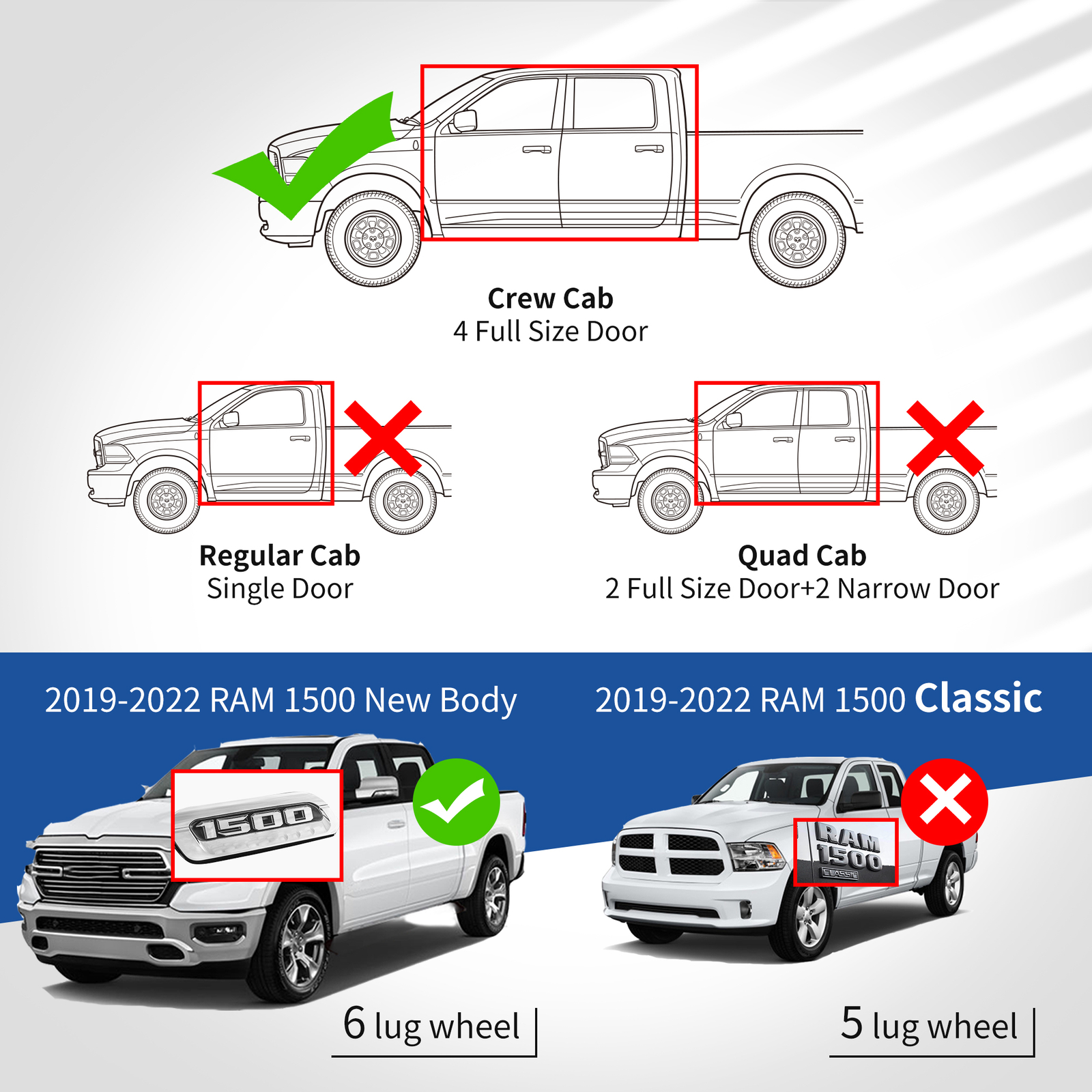 OEDRO Floor Mats for 2019-2024 Dodge Ram 1500 Crew Cab All Weather TPE Liners