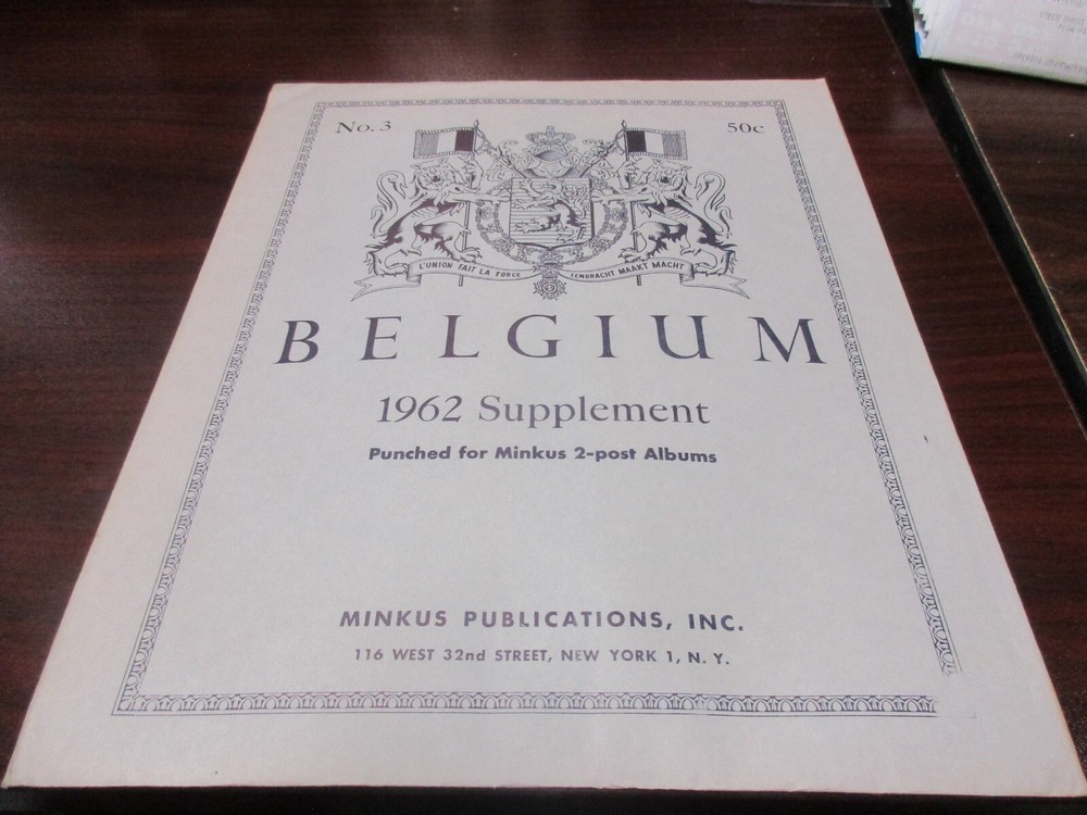 "MINKUS" ALBUM PAGES 1962  SUPPLEMENT BELGIUM #3  W/FREE SHIPPING!!!
