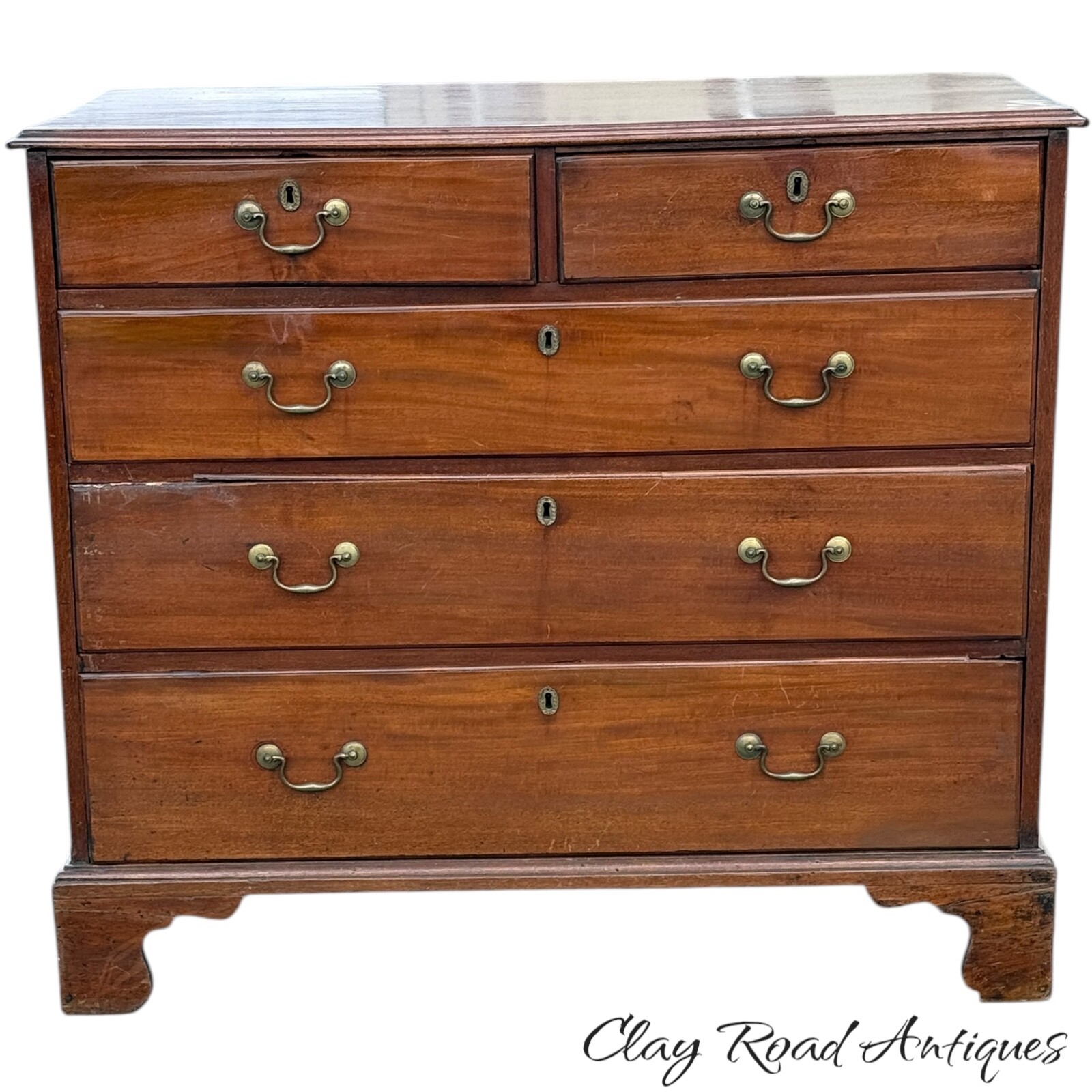 Antique walnut chippendale chest of drawers dresser bracket feet 1780 country