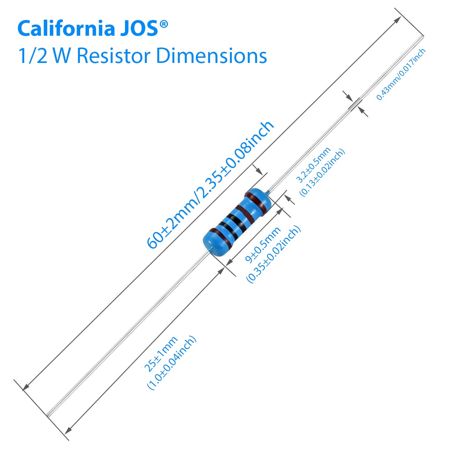 100pcs 1M ohm Resistor 1/2w (0.5Watt) ±1% Tolerance Metal Film Fixed Resistor,
