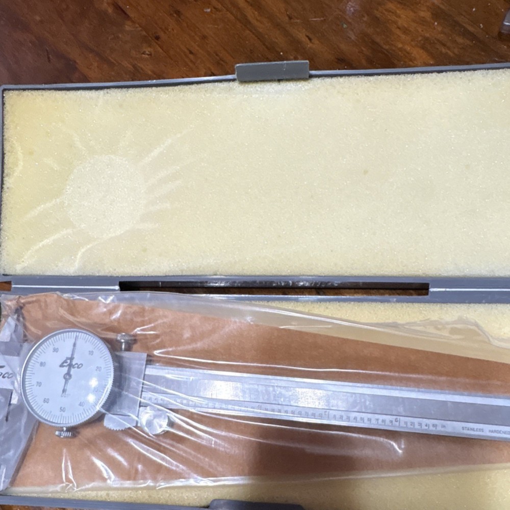 Enco Dial Caliper White Dial Precision Measuring Tool with Protective Case