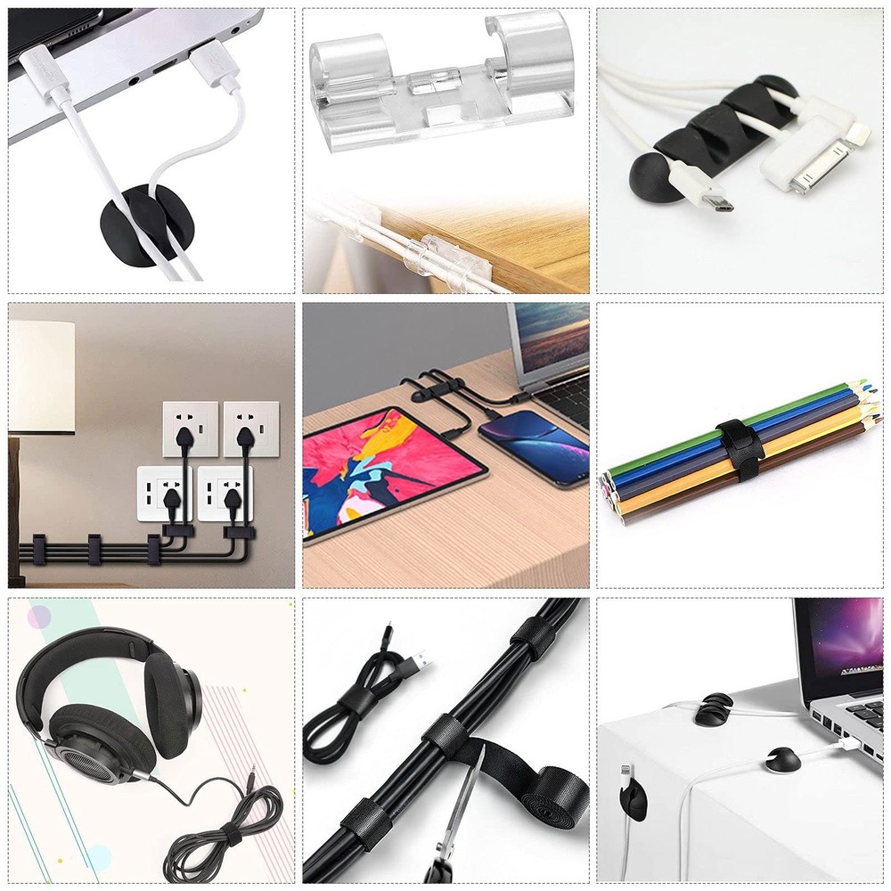 Cord Management Organizer Kit 4 Cable Sleeve split with 41Self Adhesive Cable...