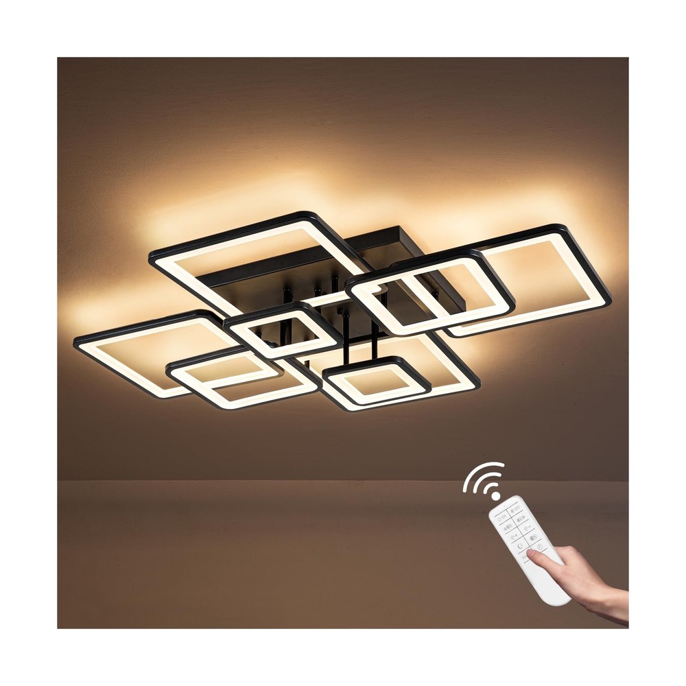 Modern LED Ceiling Light, Dimmable LED Chandelier Black Flush Mount Ceiling L...