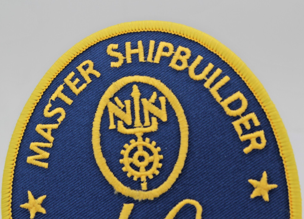 Master Shipbuilder Patch • 40 Years of Commitment • Blue Gold Embroidered 4.5"