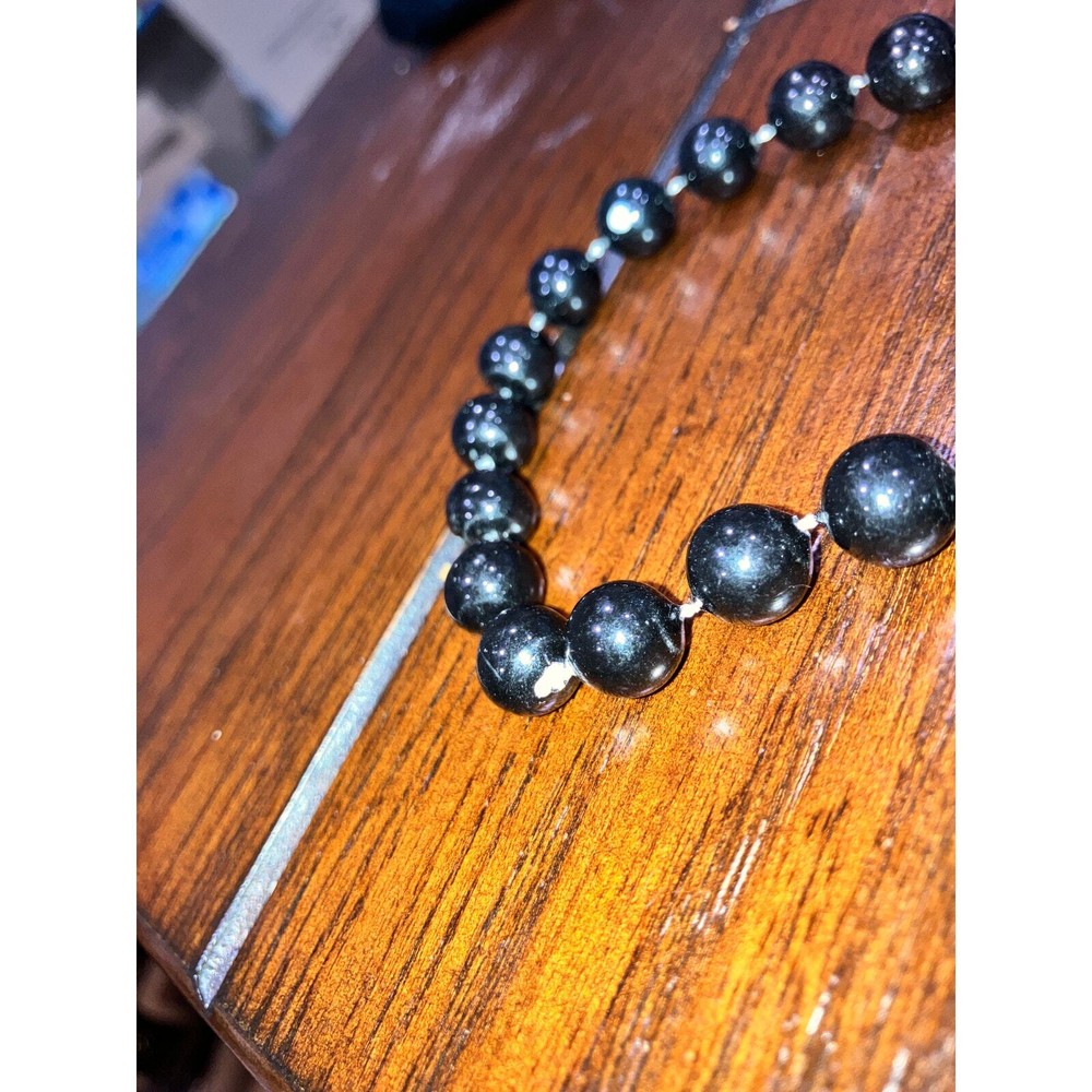 Black Distressed Beaded 24.25' Length Necklace!