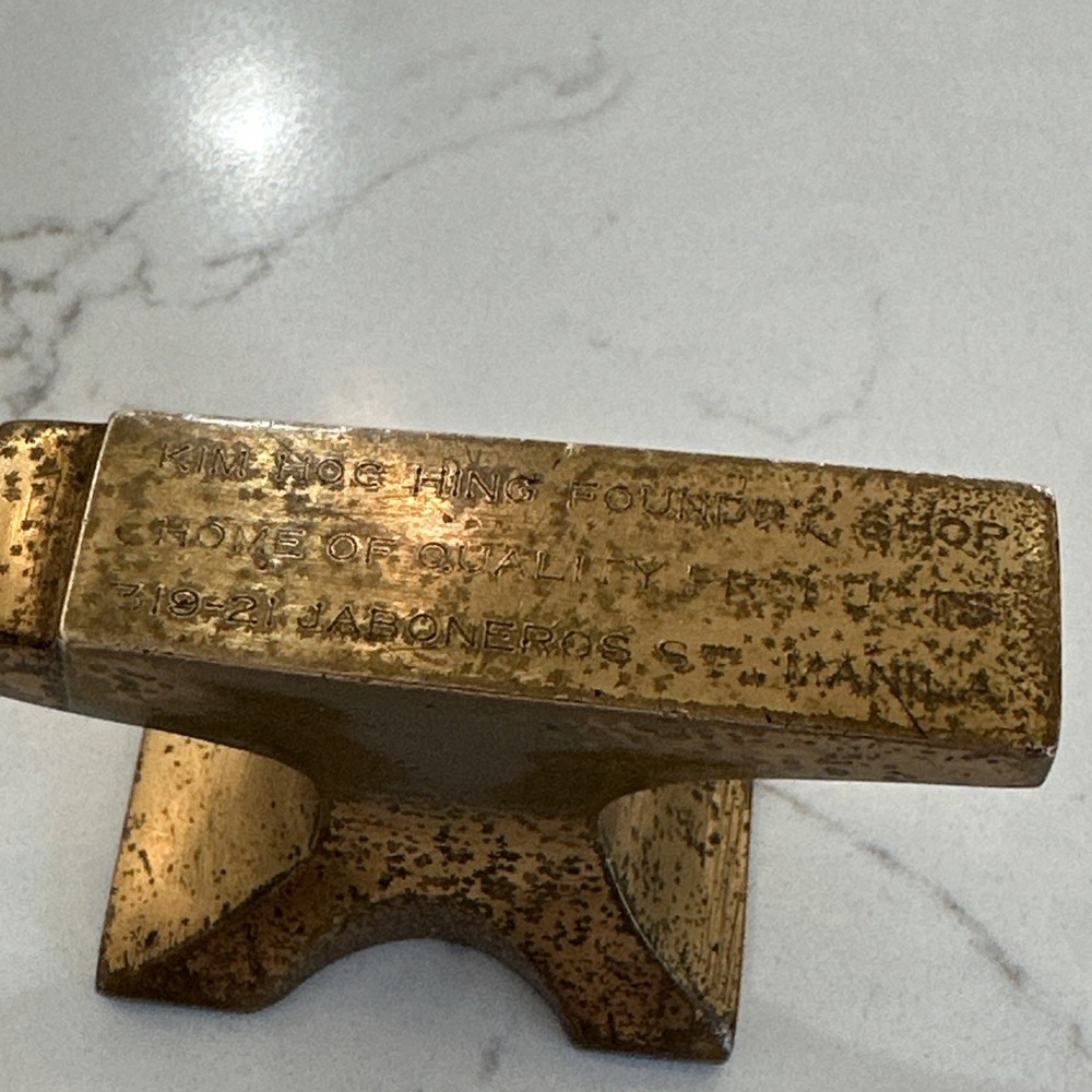 Vintage Mini Brass Anvil Marked