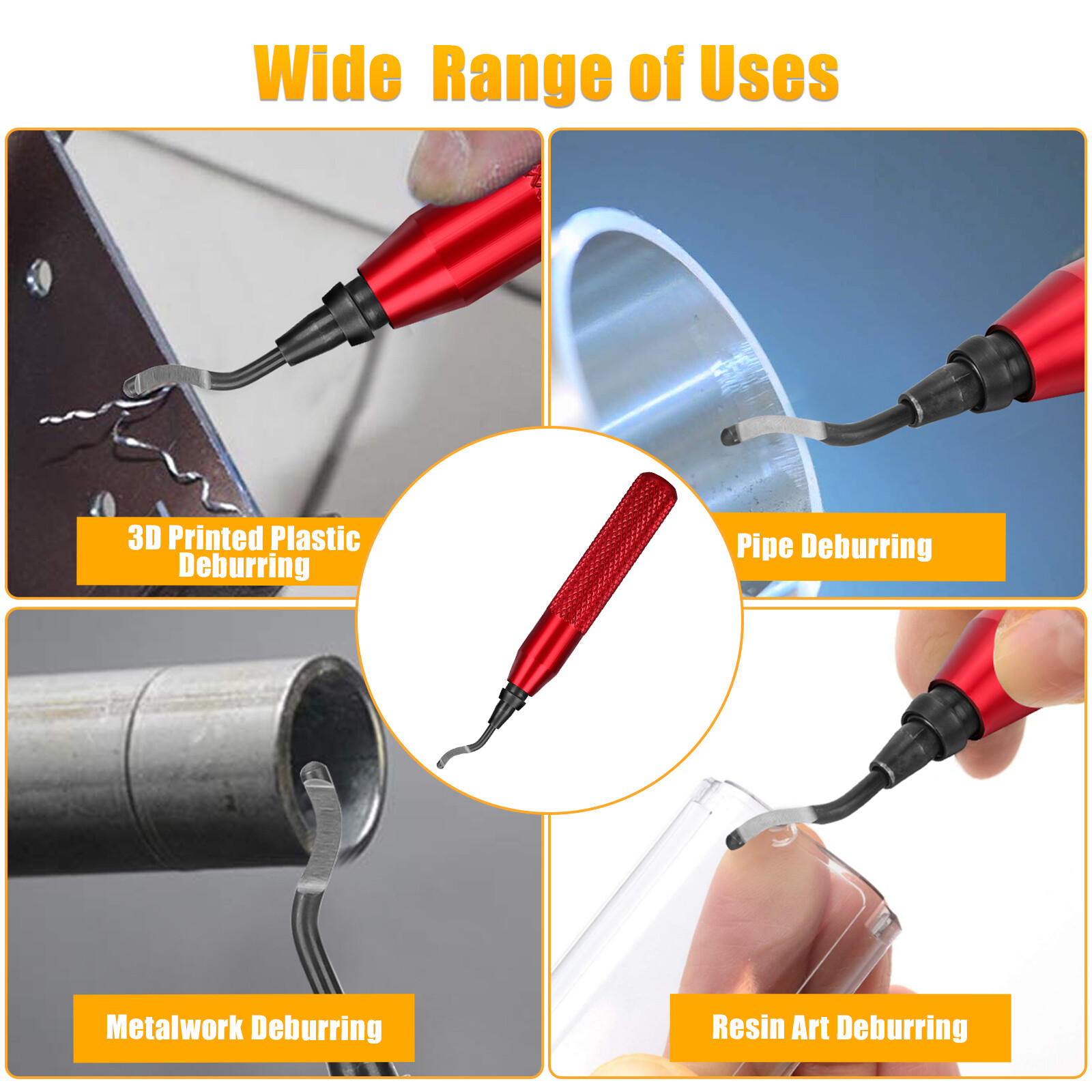 Deburring Tool + 15 High Speed Steel Rotary Burr Removal Blades + Cutter Pen Kit