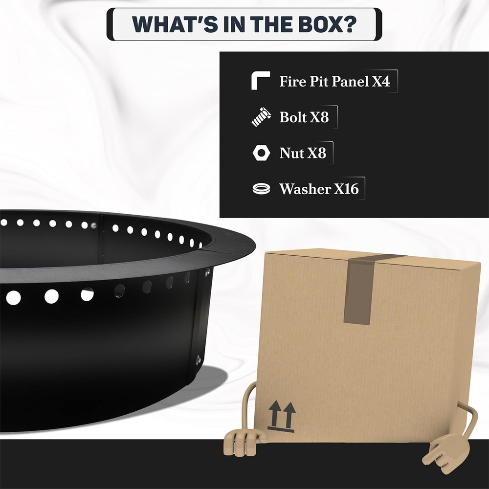 FEBTECH Smokeless Firepit Ring 45" OD & 39" ID for Outdoor Fire pits