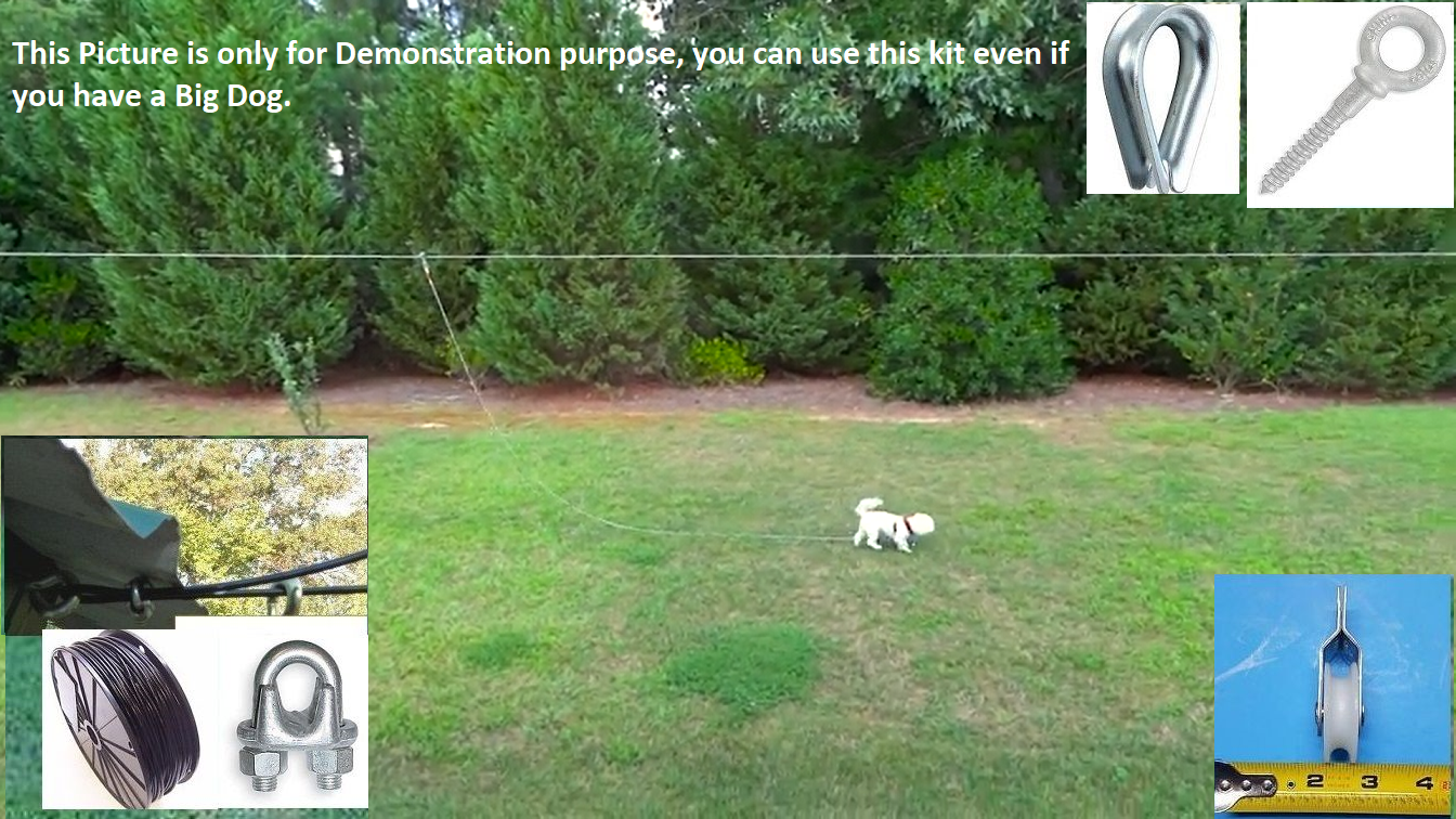 Dog Run Trolley Aerial Runner Steel Cable - 150 FT