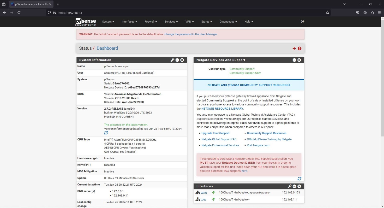 OPNsense, pfSense, Gigabit Firewall + Router + VPN, 16GB RAM, 120GB SSD, 6 Ports