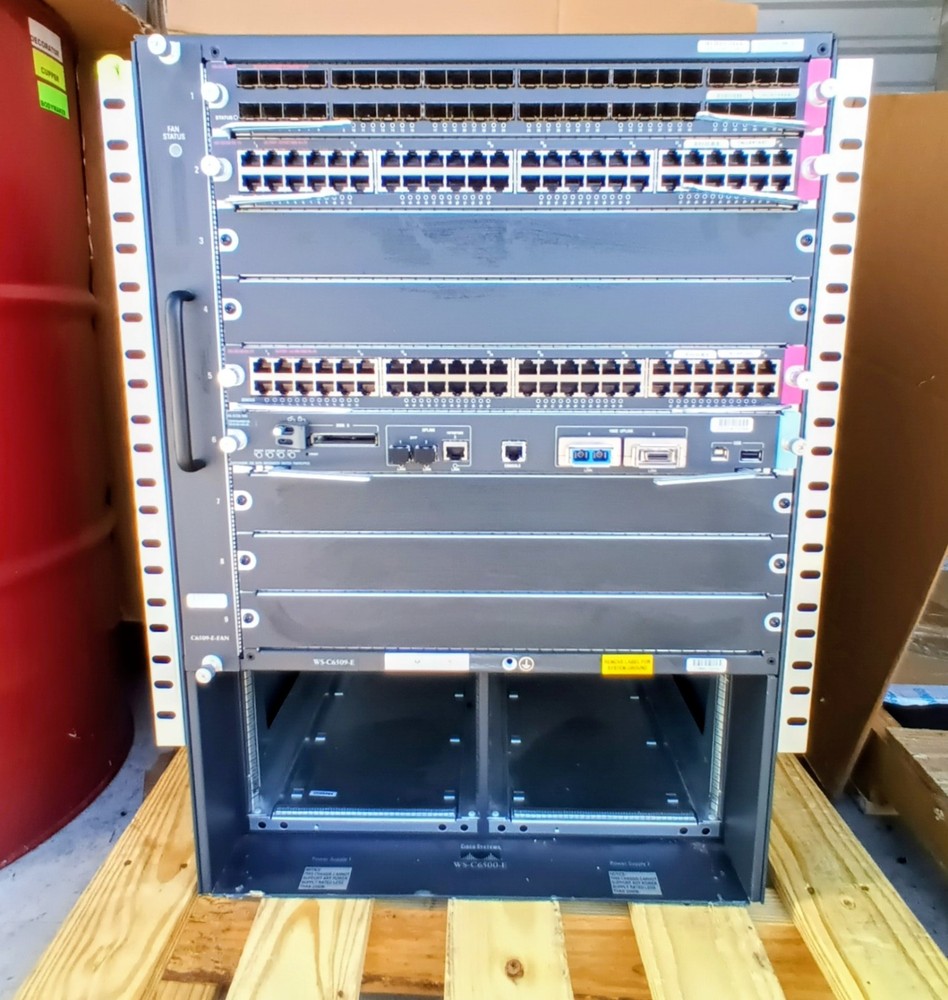 3Set Cisco Catalyst 6500-E Series WS-C6509 Chassis W/ Switch Modules 4024W power