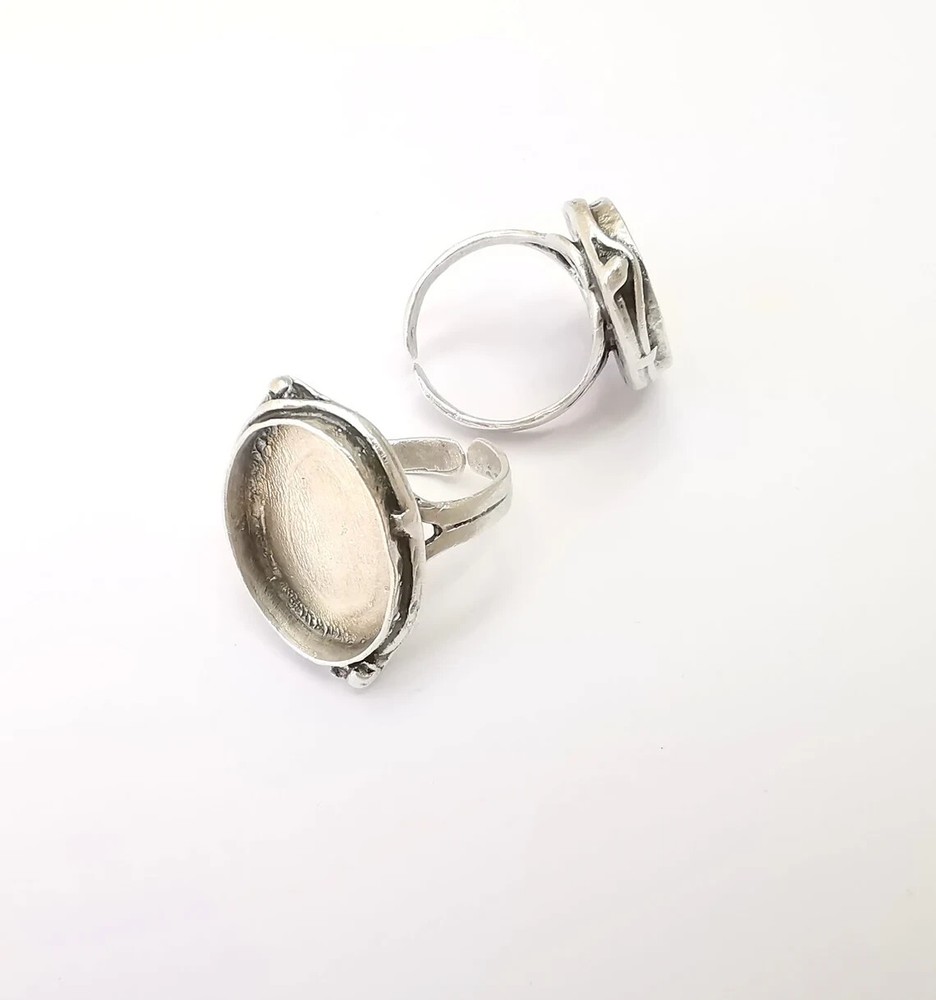 Large Ring Setting Resin Ring Blank Cabochon Mounting Adjustable Dried Flower