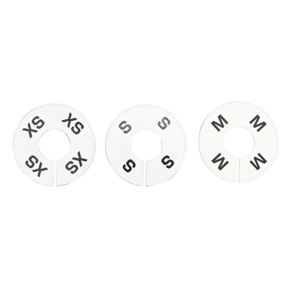 Set of 60 Pcs White Round Clothing Rack Size Dividers Plastic Hanger Ring XS-XXL