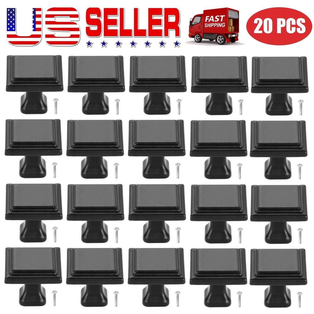 20 Pack Door Knobs Cabinet Furniture Handle Cupboard Drawer Kitchen Square Pull