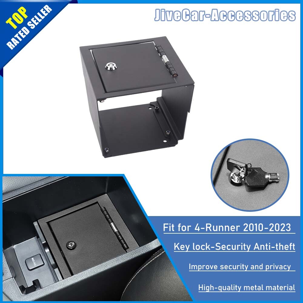 Metal Console Safe Box Key Lock Replace Armrest Storage Tray for 4Runner 2010-23