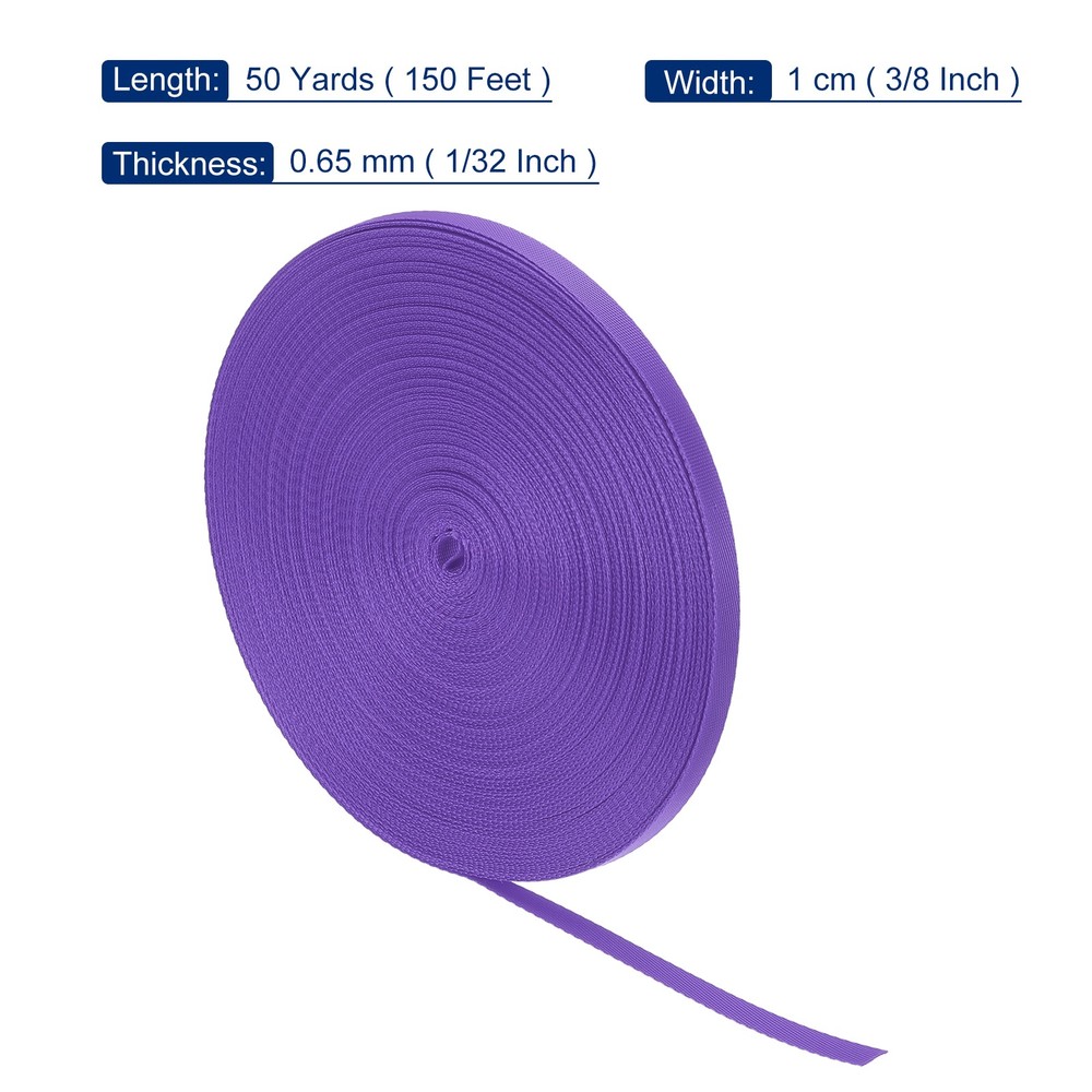 Nylon Webbing Strap Flat 3/8" 50 Yards Bright Purple for Backpack Luggage-rack