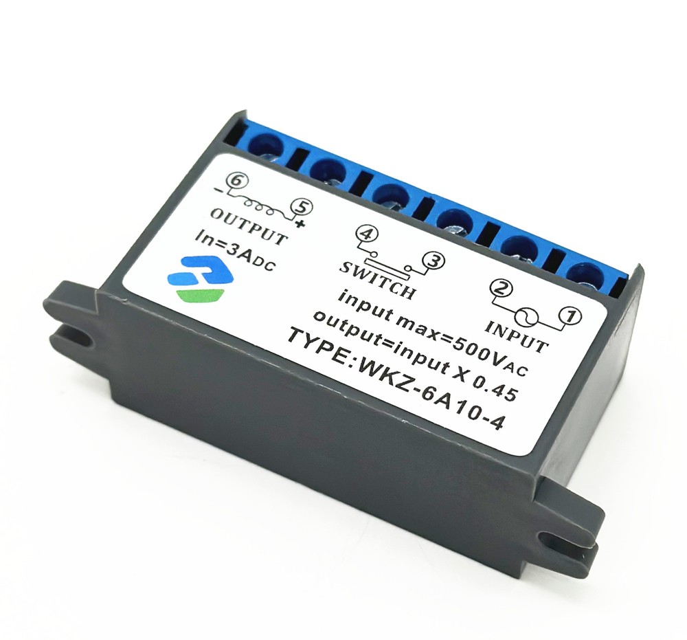 TYPE: WKZ-6A10-4 input max=500VAC output=input×0.45 IN=3ADC rectifier module