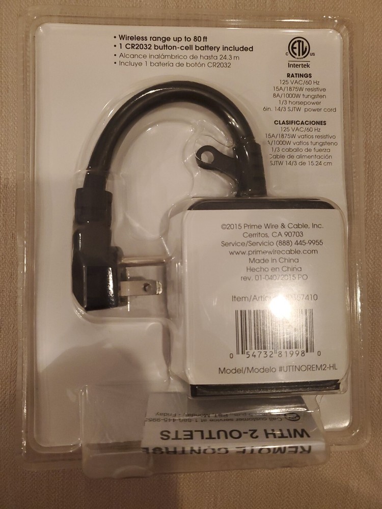 Prime - Outdoor Remote Control Power System - Wireless Range 80' Intertek - NEW