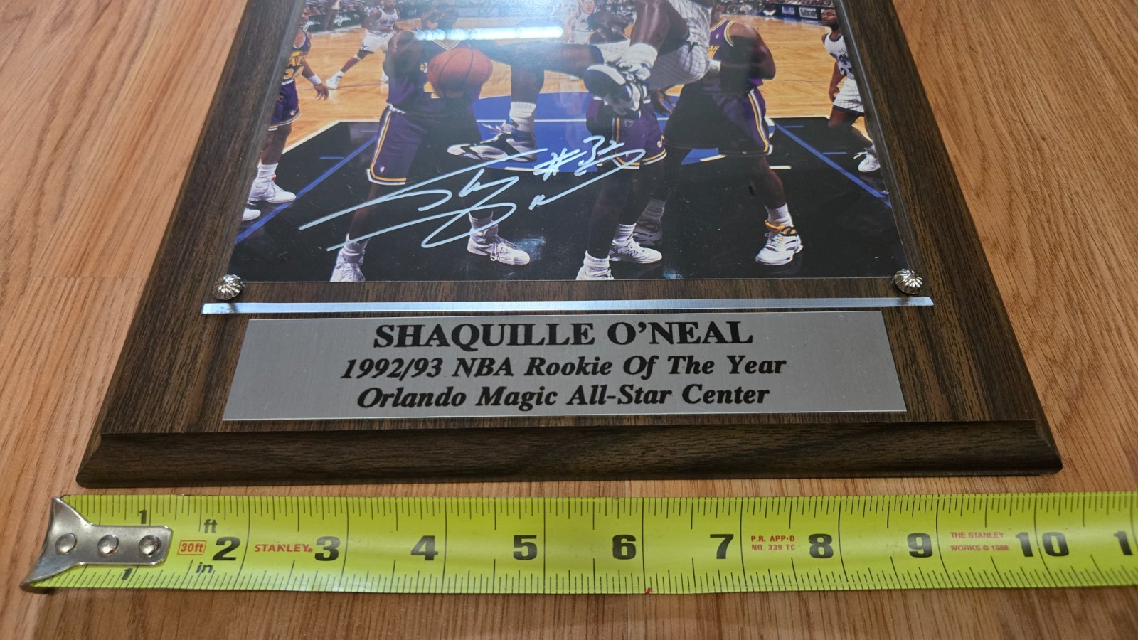 SIGNED Shaquille O'Neal Wall Plaque Shaq Rookie of the Year 1993 Orlando Magic