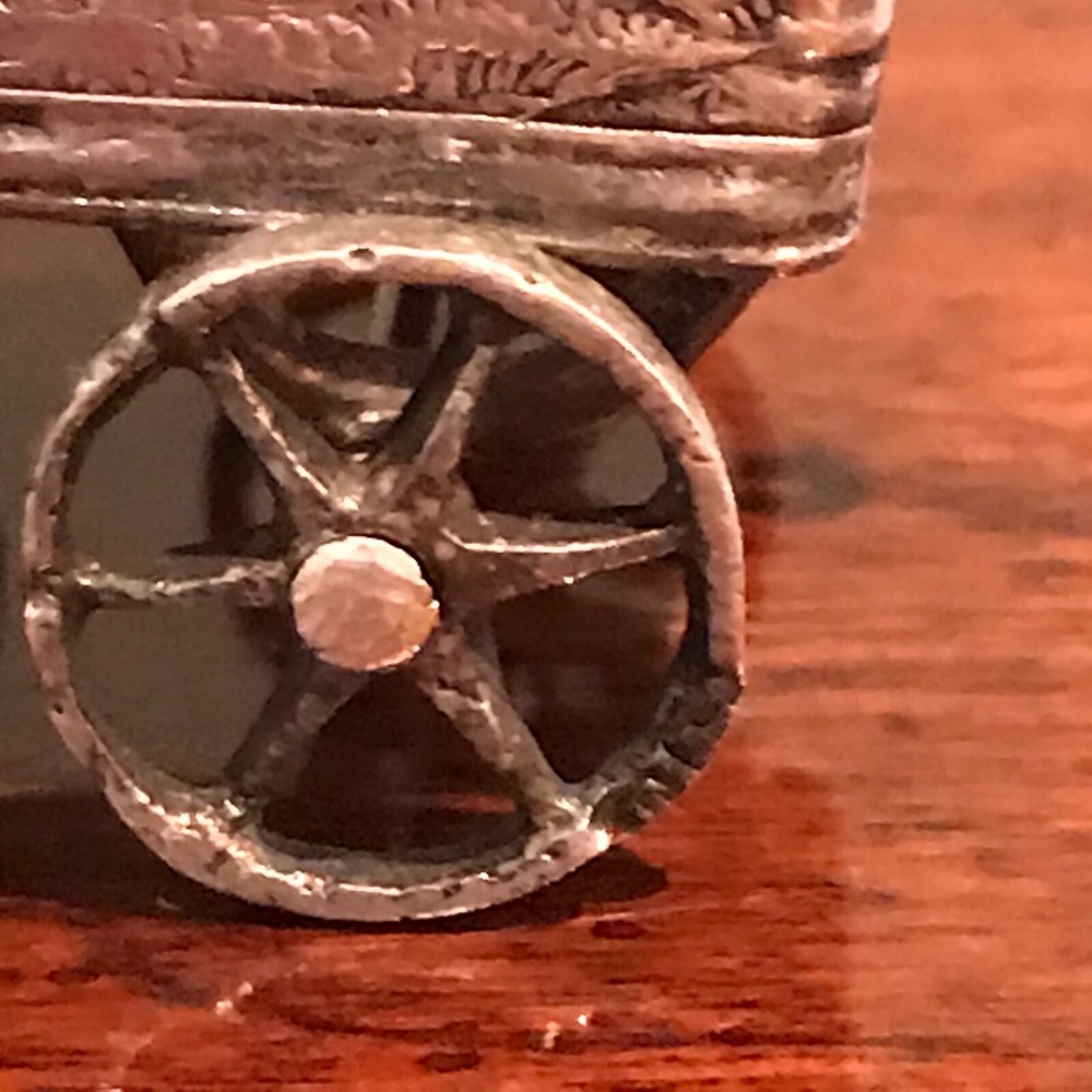 Antique Dutch Silver Miniature Bathing Wagon