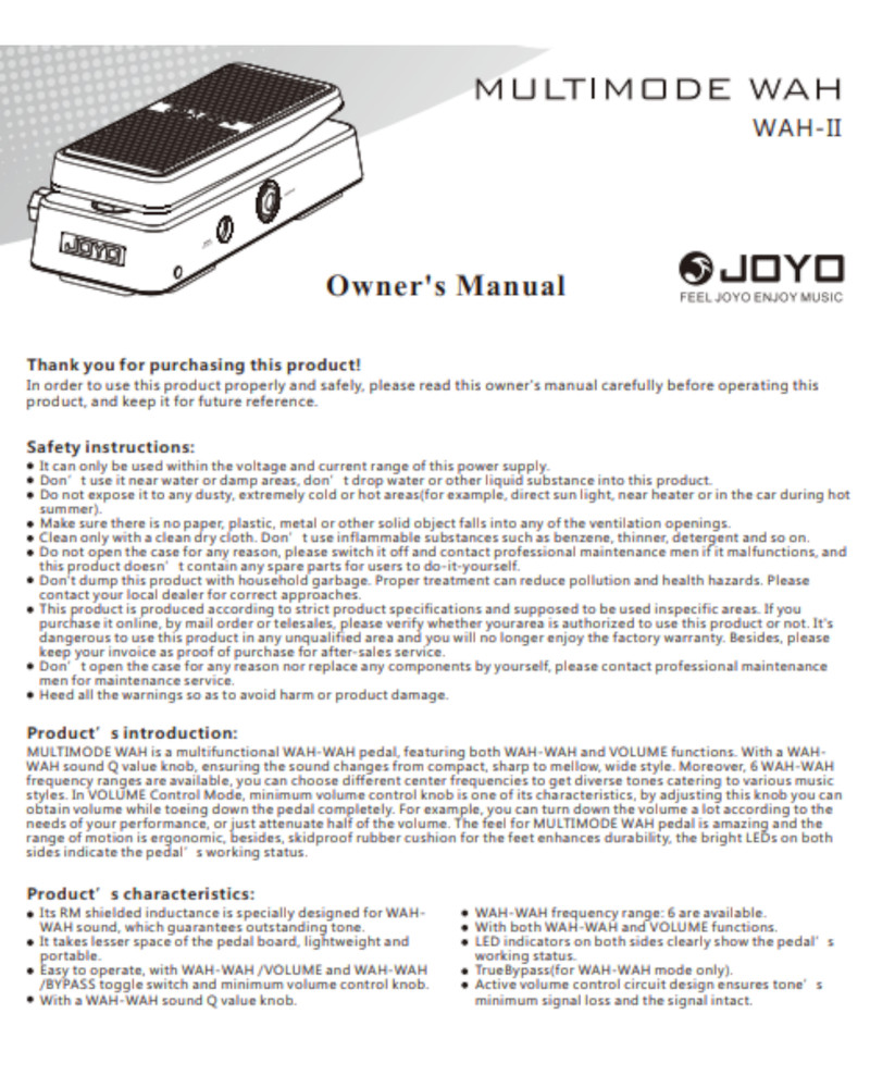 Joyo WAHII Multi-function Wah / Volume Guitar Pedal with Quality Controls