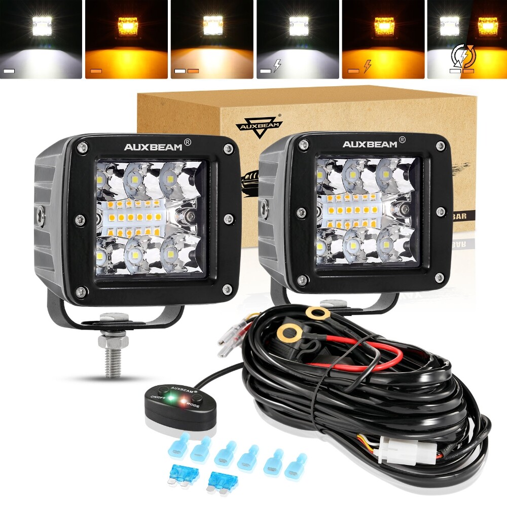 AUXBEAM 3" inch LED Pods Work Light Bar Spot Beam Driving Fog Offroad SUV Truck