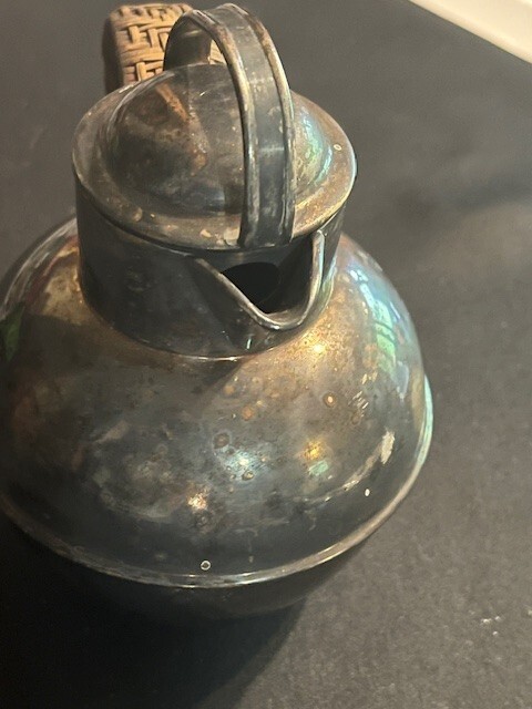 Vintage Silver Plated Tea Pot With Wicker Handle