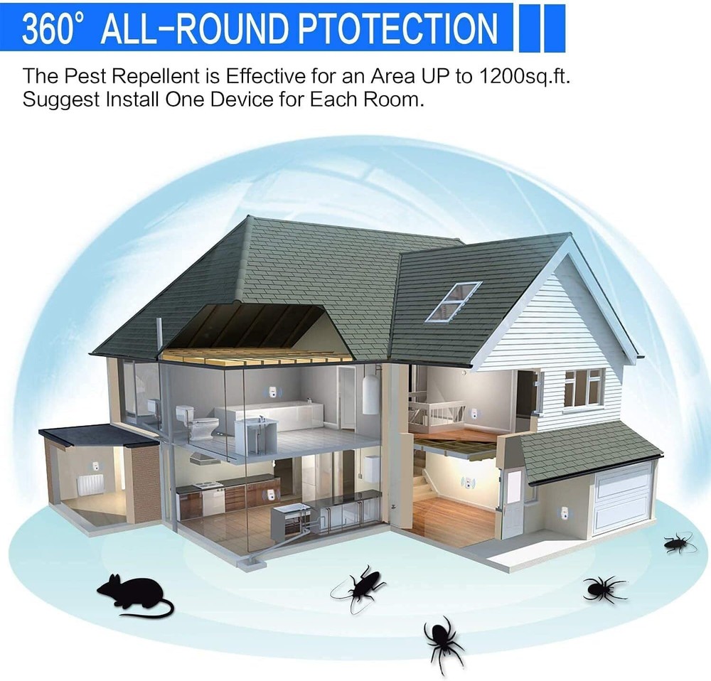 Electronic Ultrasonic Pest Reject Control E-Repeller Home Bug Rat Spider Roaches