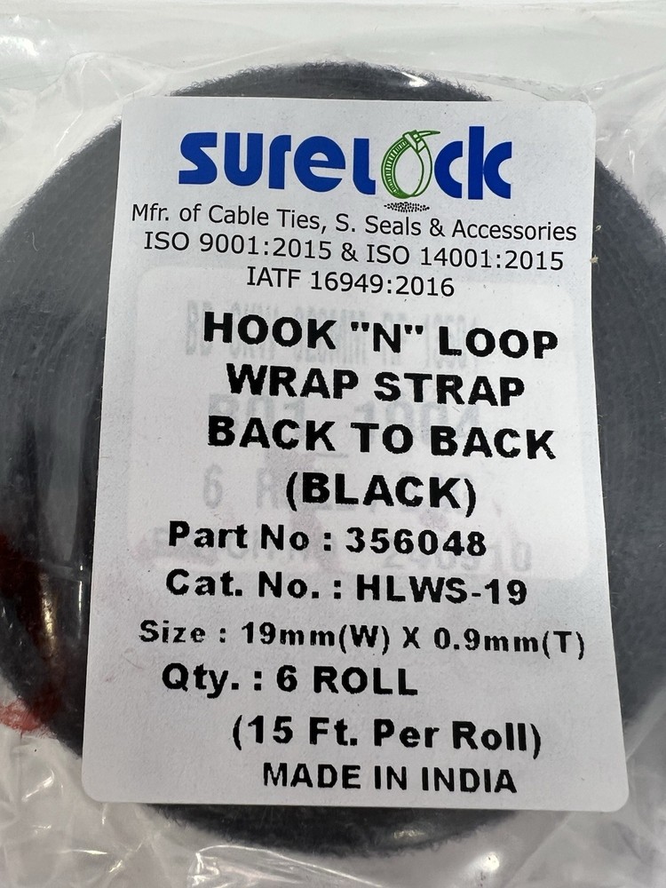 SureLock 6 Rolls 15' Each x .75" Double Sided Hook "N" Loop Wrap Straps