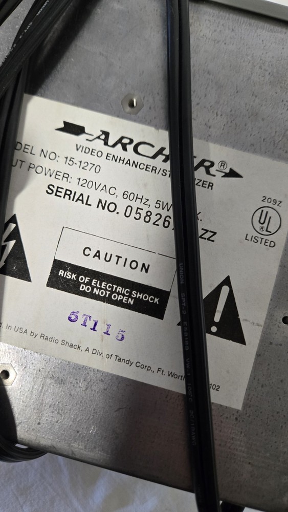 Archer Video Processor Model 15-1270 Radioshack Analog VHS Enhancer
