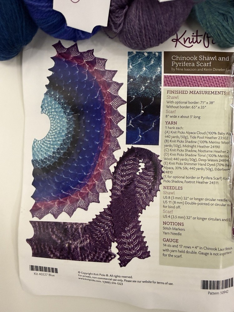 Knit Picks Yarn Lot + Interchangeable Needles US 8 Tips Cables Shawl Kit Bundle