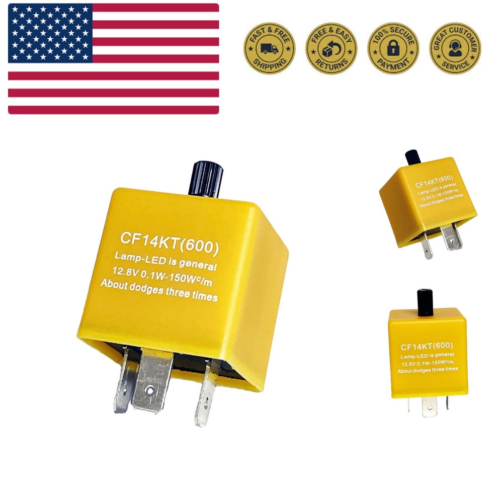 3-Pin CF14 CF-14 EP35 Speed Adjustable Strobe Electronic LED Flasher Relay fo...