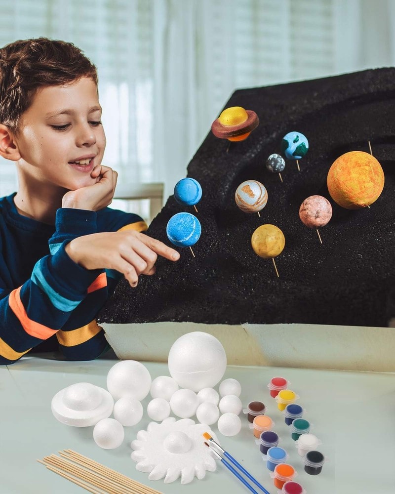 Solar System Model Foam Kit Includes 14PCS Mixed Sized Polystyrene Spheres Ba...