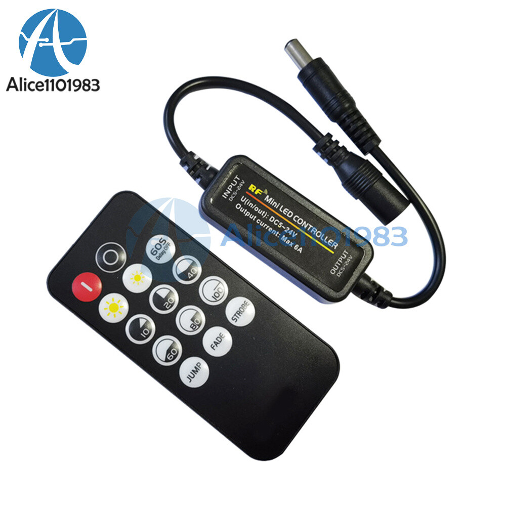 6A Mini LED Dimmer RF Wireless 14Key Remote Control LED Strip Light Controller