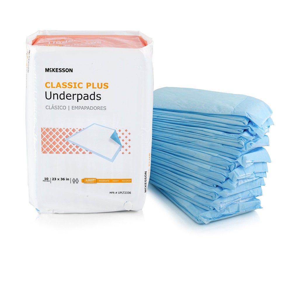 50 Ct McKesson Light Absorbency Disposable Underpads 23"c36"
