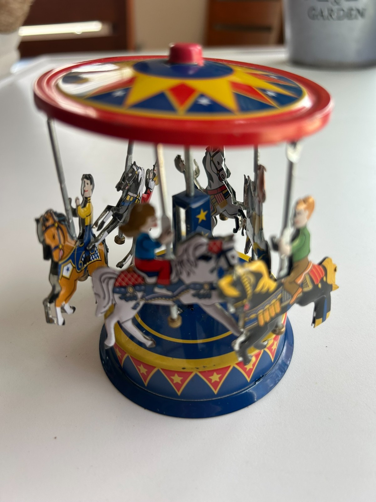 Schylling Pull & Spin Carousel Tin Toy 4" x 3"