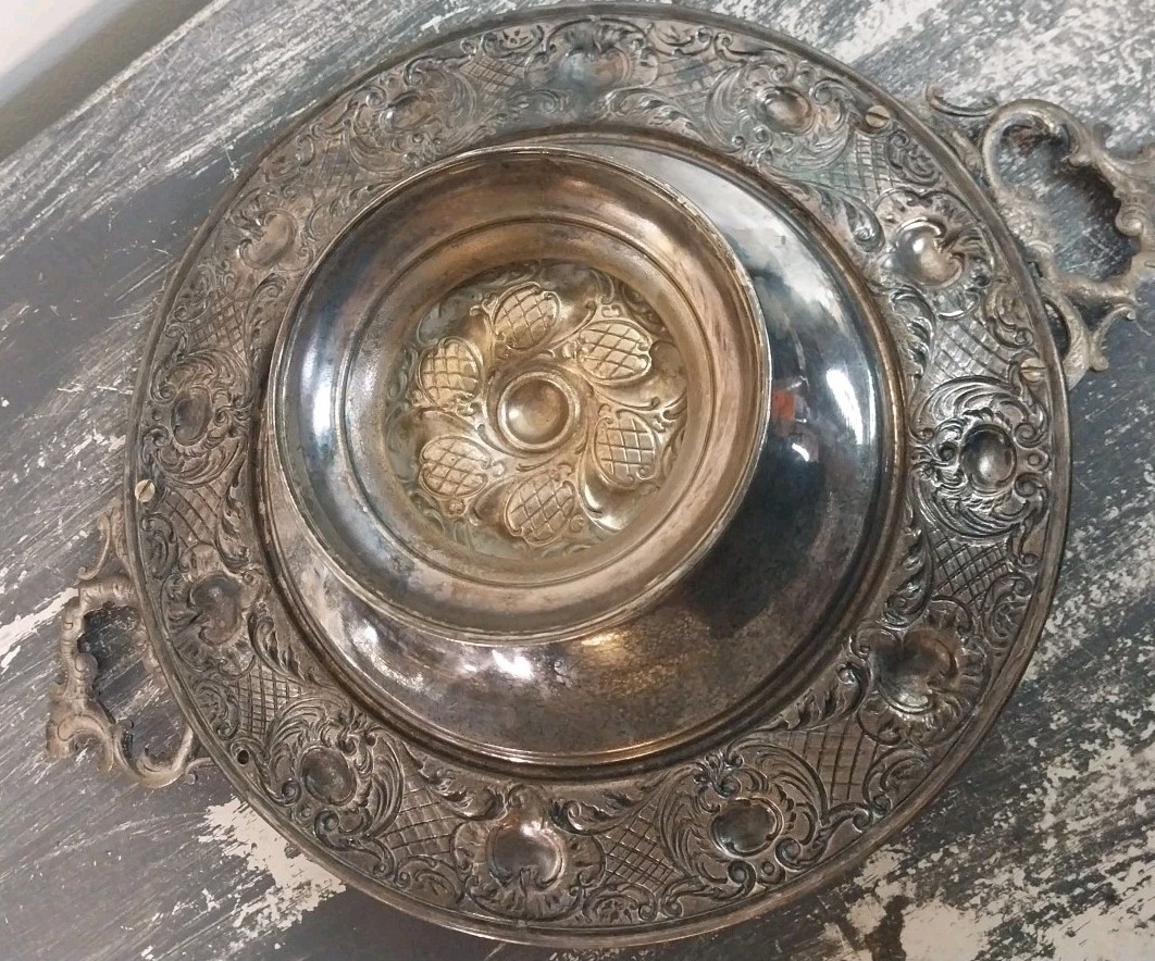 Antique Silver Plate Candy Dish W Handles