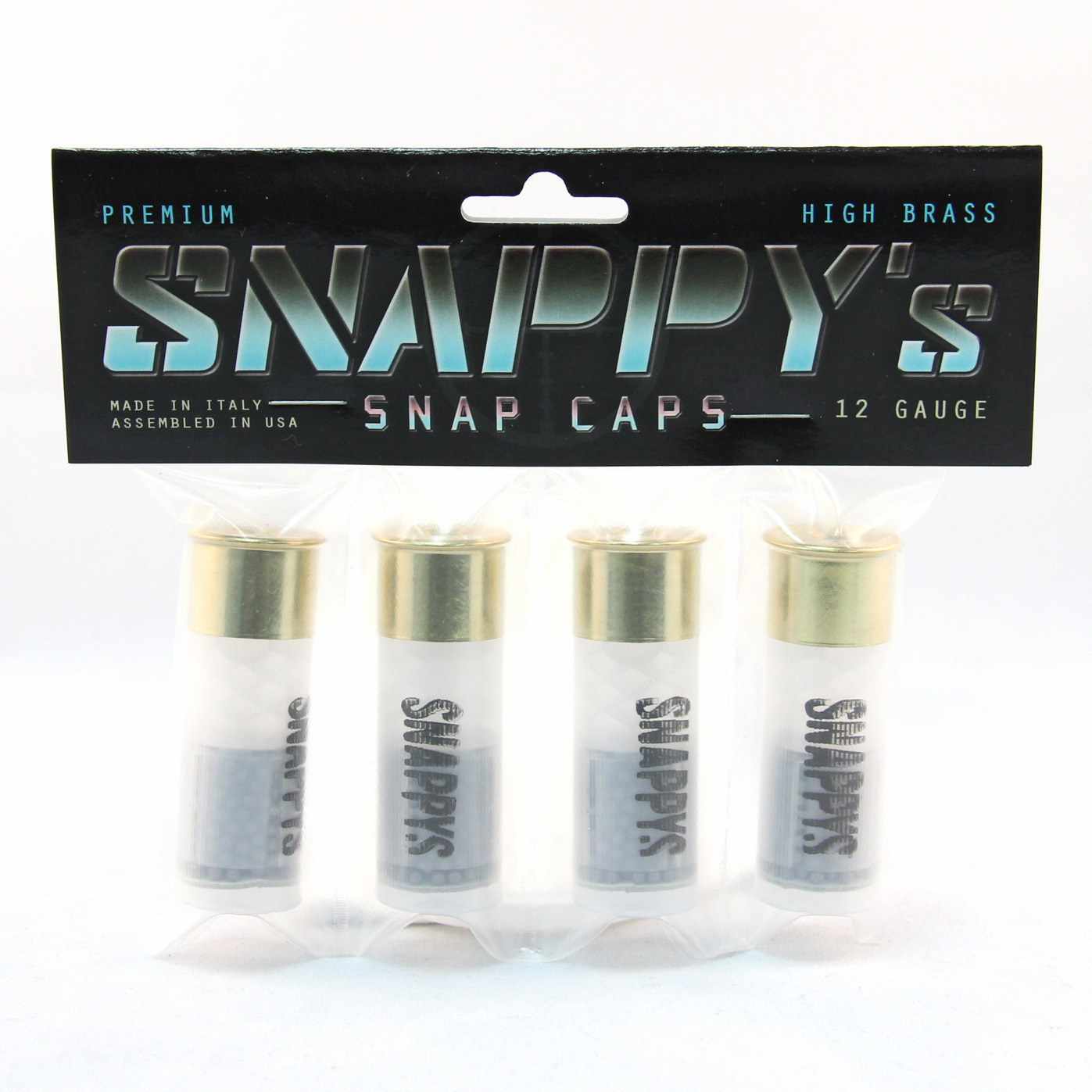 SNAPPYs 12 Gauge Shotgun Snap Caps Premium High Brass 4 PACK Frosted Ice Clear