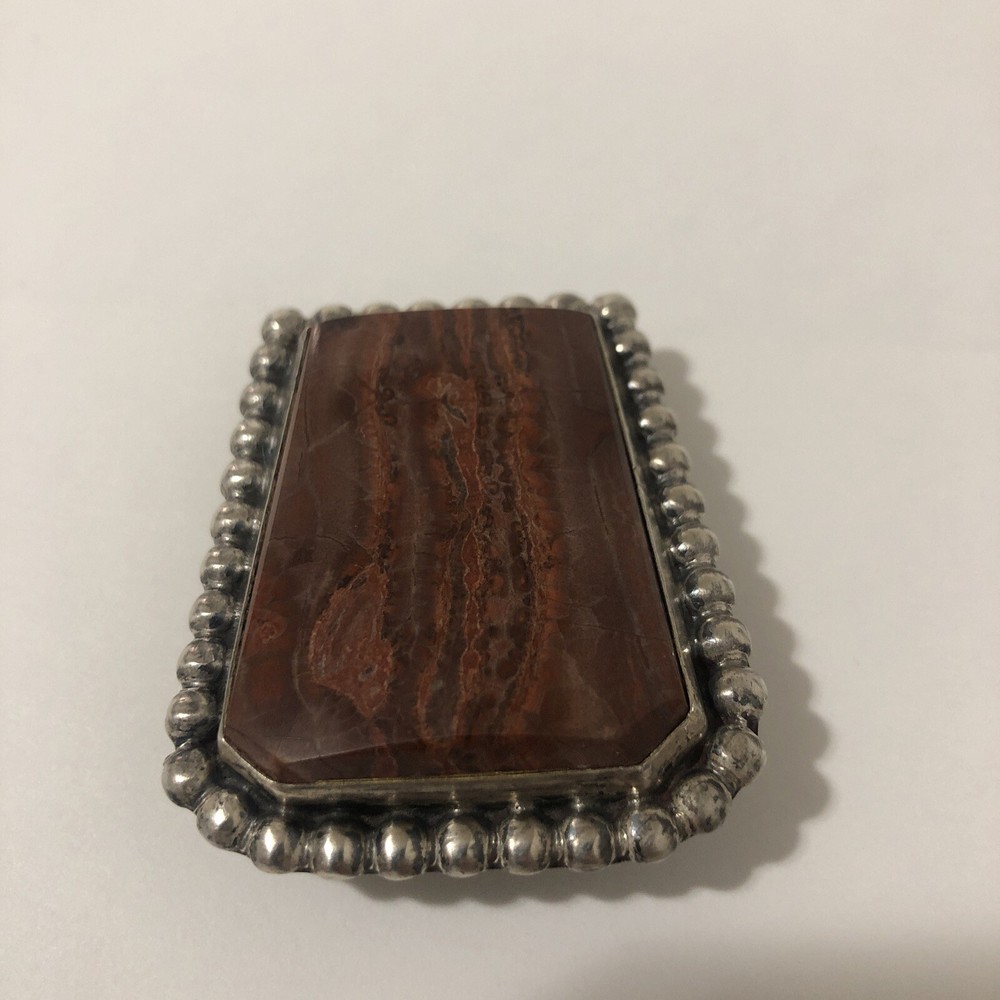 VINTAGE SIGNED BENNETT BOLO TIE Southern Rectangular Raddish Brown Jasper