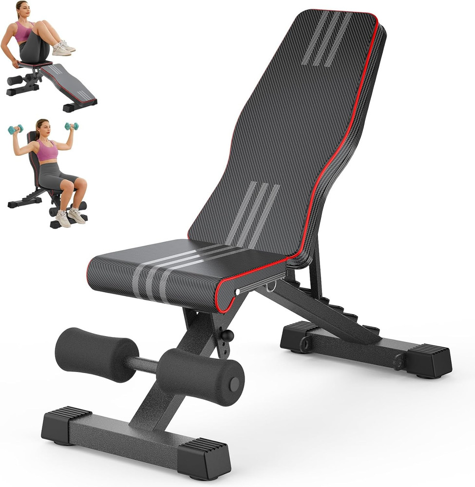 Multi-Function 6 in 1 Weight Bench Set - Leg Press, Preacher Curl Rack, Adjustab