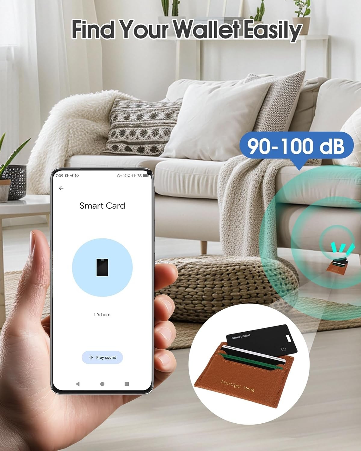 Wallet Tracker Card for Android,Rechargeable Air Tag Wallet Finder, Thin and Lig