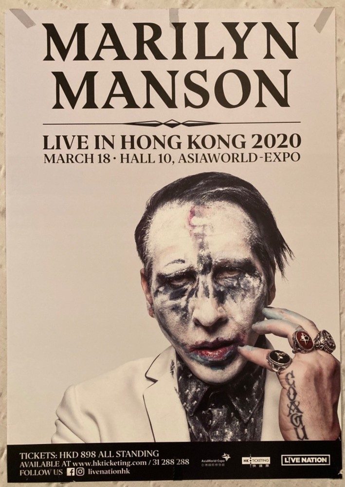 Marilyn Manson 2020 Hong Kong Tour Poster Canceled Show Z