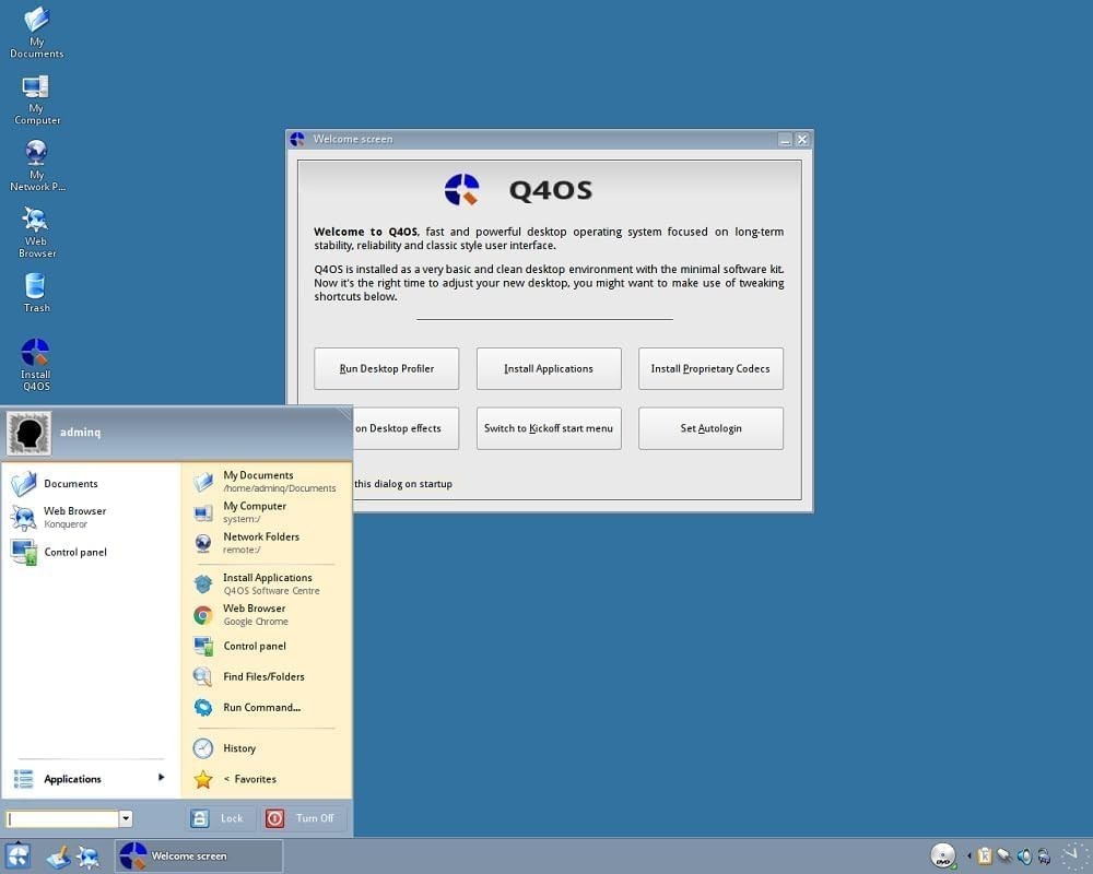 Latest Q4OS Trinity Linux OS Operating System for PC on DVD