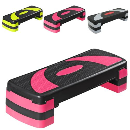 31'' Aerobic Step Platform, Adjustable Exercise Workout Step with Stable Risers,