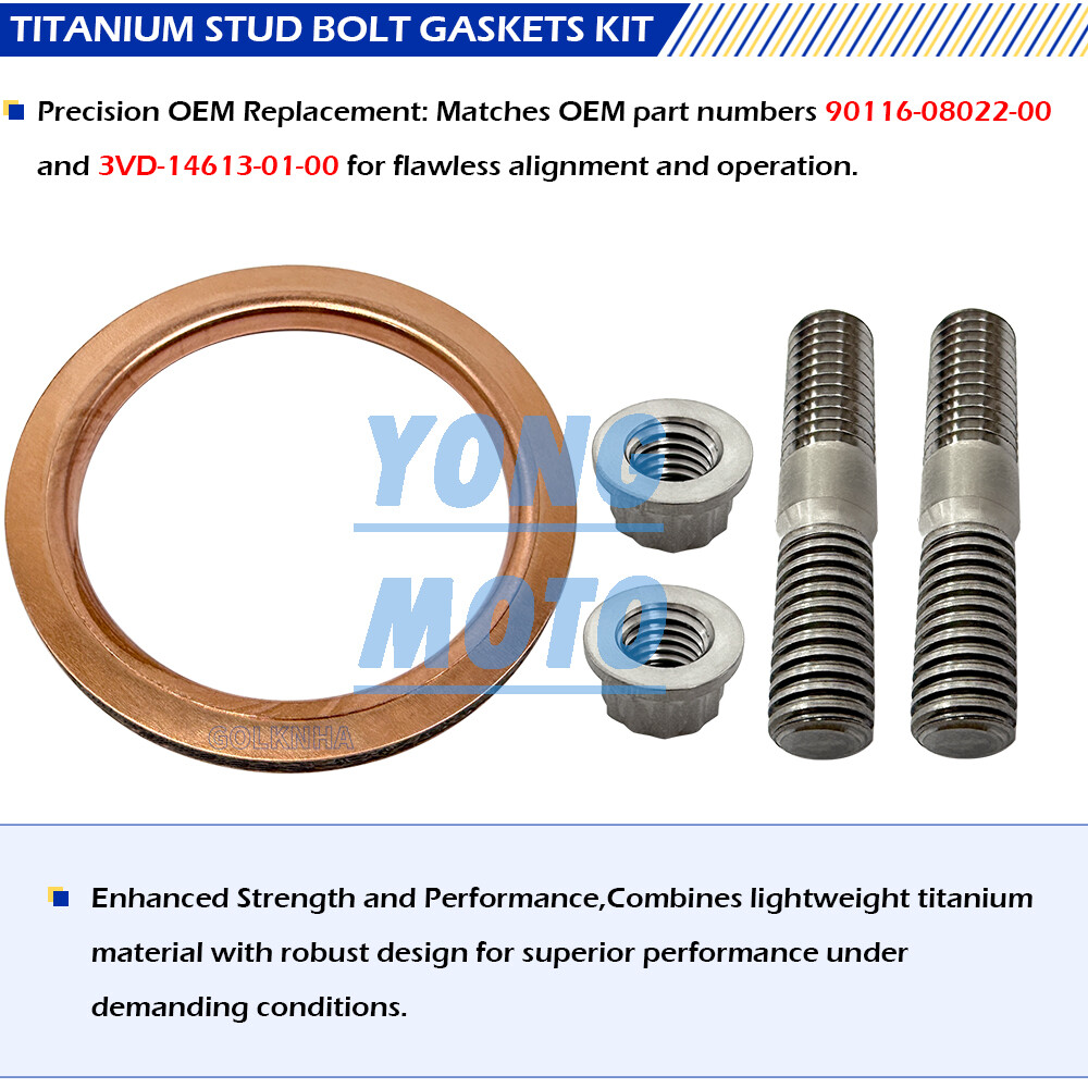 Titanium Head Pipe Exhaust Stud Bolt Gaskets Kit for Yamaha YZ400F YZ426F YZ450F