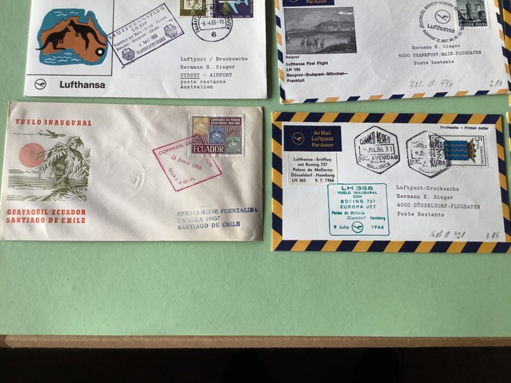 Airmail flight cover mixed world 9 items Ref A1462